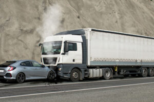 Commercial truck accident between a semi-truck and a car